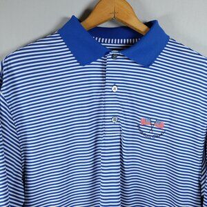 FootJoy Polo Shirt Mens Medium Blue Striped Golf Short Sleeve Freedom Classic